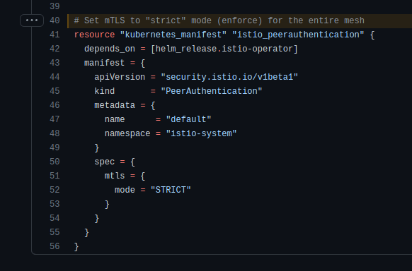 Istio mTLS is enforced